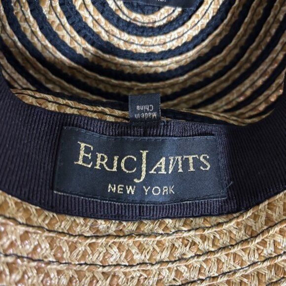 Eric Javits Squishee Womens Bucket Hat Beige Black Stripe UPF 50+ Beach Bohemian - Picture 9 of 13